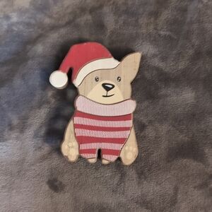 Festive Dog Ornament with Red Santa Hat